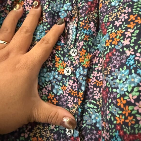 Doen The Rose Ladybird Floral Oversized Peasant Blouse Womens Size Medium - Picture 5 of 7